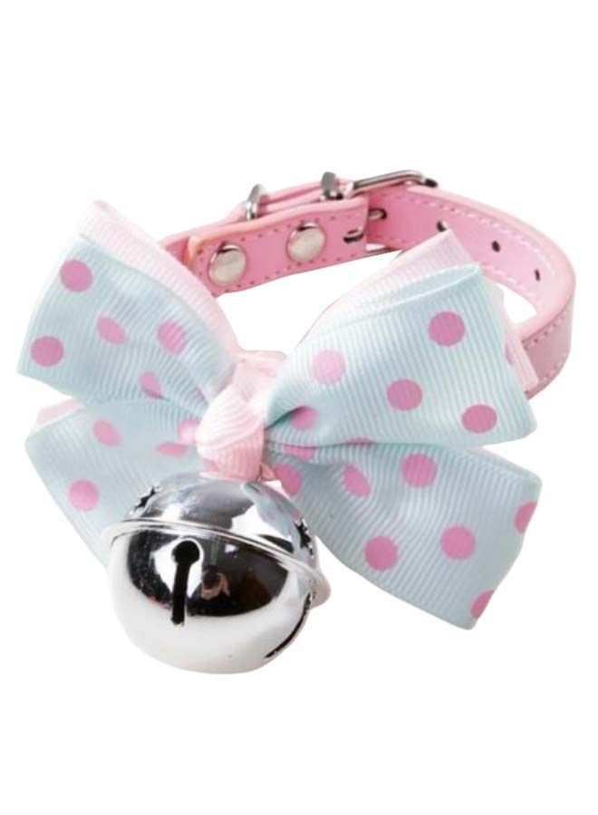 NIBEMINENT Adjustable Pet Bell Pendant And Bow Collar Pink/Green/Silver XS