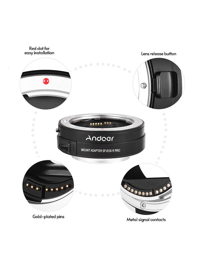 Andoer EF-EOS R Lens Adapter Auto Focus Camera Mount Ring with CPL Filter Electronic Aperture Control Compatible with Canon EF/EF-S Lens to Canon EOS RP/R5/R6/R3/C70/R5C/R7/R10/R8/R50