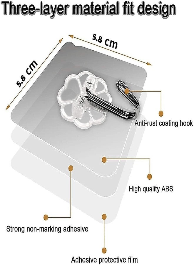 GONIPIMI Flower Adhesive Wall Hook, 10 Pack Heavy Duty Hooks for Wall Hanging, Strong Self-Adhesive Sticker Hooks for Walls Waterproof Wall Hanger Hook for Hanging Coats and Heavy Items Keys GI-106 - Image 2