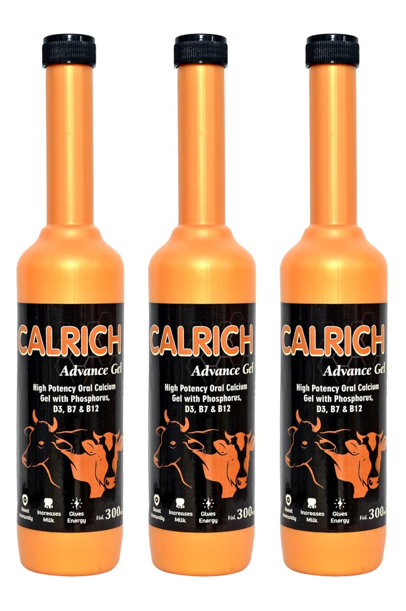 CALRICH Advance Oral Calcium Gel – High Potency Gel with Phosphorus, Vitamin D3, B7 & B12 | for Cows and Buffaloes | Prevents Milk Fever, Supports Calving & Improves Energy (Pack of 3) - Image 1
