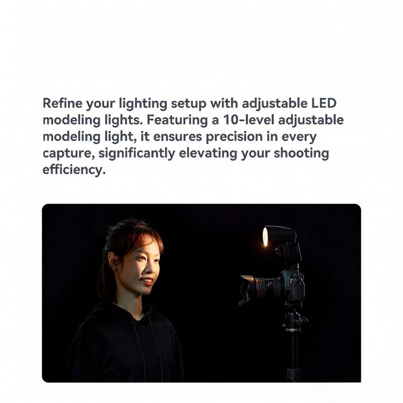 V1 PRO S 2.4G Wireless Camera Flash 1/8000s HSS 1.3s Recycle Time with M/TTL Flash Mode 10 Levels Adjustable Brightness Support Type-c Powered with Power Supply Port& Detachable Sub Flash - Image 3