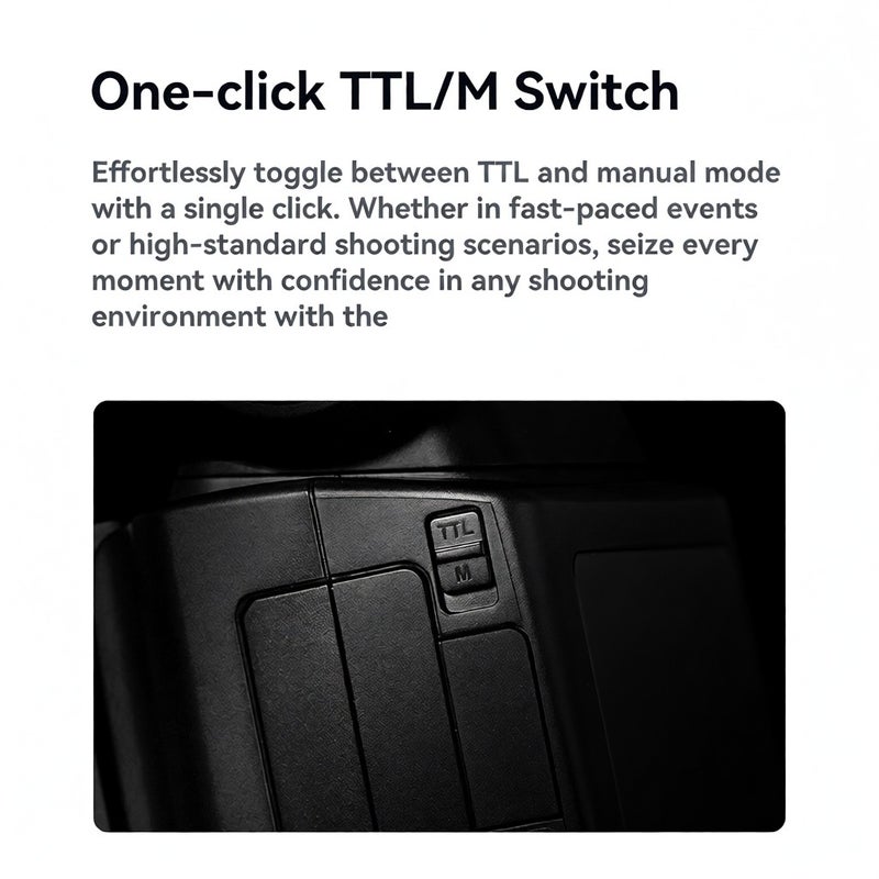 V1 PRO S 2.4G Wireless Camera Flash 1/8000s HSS 1.3s Recycle Time with M/TTL Flash Mode 10 Levels Adjustable Brightness Support Type-c Powered with Power Supply Port& Detachable Sub Flash - Image 5