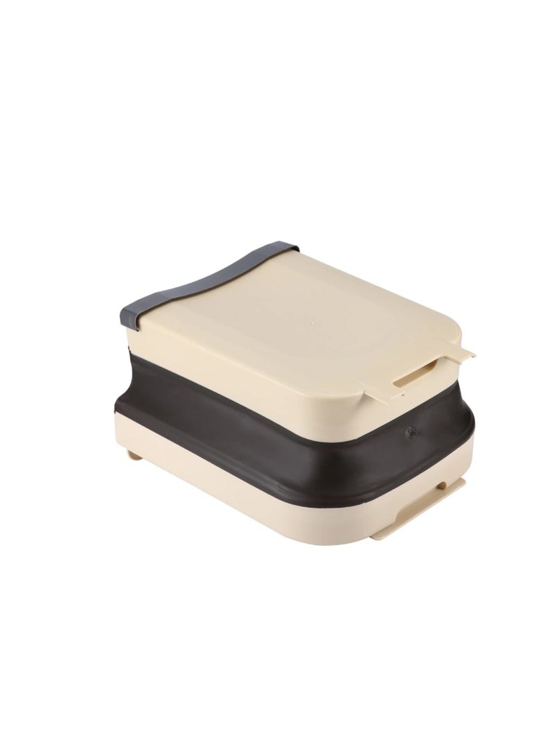 سلة قمامة معلّقة قابلة للطي – تصميم موفّر للمساحة للاستخدام في المطبخ والمنزل(بيج كريمي) - Image 3