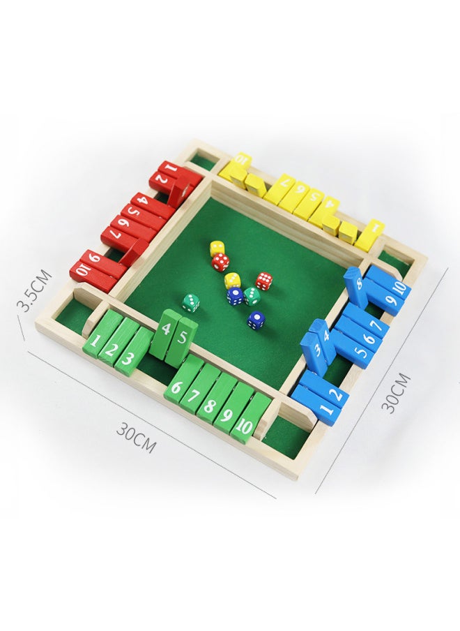 Generic - Double-sided Numbered Four-sided Flip Board Game Chess Children's Parent-child Table Game Bar Party Drinking Wooden Toy-Color:Single Number Turning 1-12 (white Box) - Image 1