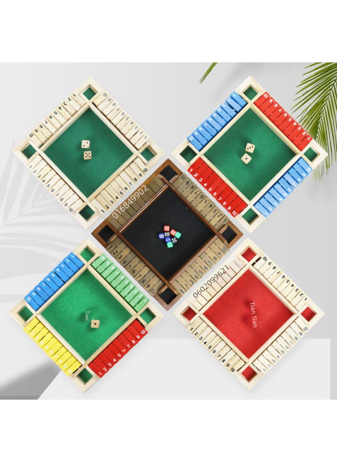 Generic - Double-sided Numbered Four-sided Flip Board Game Chess Children's Parent-child Table Game Bar Party Drinking Wooden Toy-Color:Single Number Turning 1-12 (white Box) - Image 1