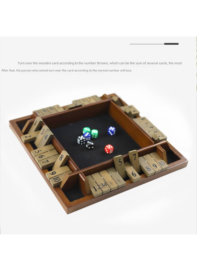 Generic - Double-sided Numbered Four-sided Flip Board Game Chess Children's Parent-child Table Game Bar Party Drinking Wooden Toy-Color:Single Number Turning 1-12 (white Box) - Image 1