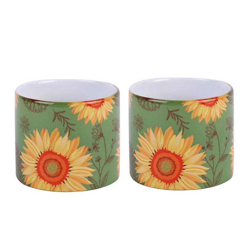 PentaDeco Sunflower Pattern Ceramic Mugs Set of 2 160ml Capacity - Image 5