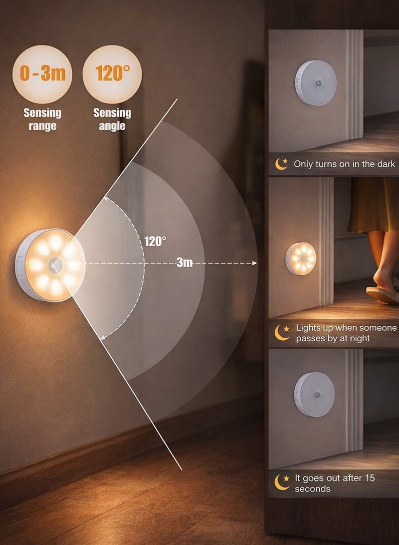 Fullight Rechargeable Motion Sensor Night Light with 8 LEDs USB Cable Magnetic Cordless Cabinet Light for Kitchen Drawers Bookshelf Everyday Use - Image 3