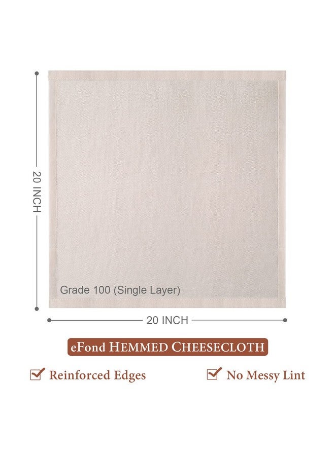 eFond Cheesecloth, Precut 20x20Inch, Grade 100 Hemmed Cheese Cloths for Cooking Reusable and Washable, 100% Unbleached Pure Cotton Muslin Cloths for Straining Butter, Cheese, Nut Milk (3 Pieces) - Image 2