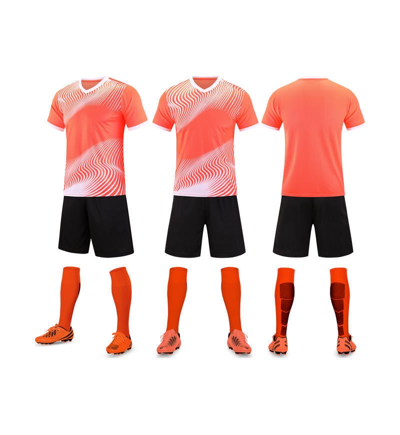 Generic Summer Adult Children Football Clothing Quick-drying suit Team Competition Comprehensive Training Clothing Primary School Students Sports Leisure Clothing Orange/blue pants