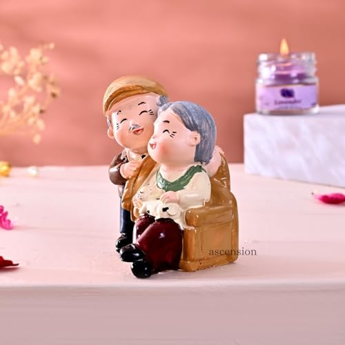 ascension Cute Romantic Old Couple Figurine Resin Grandparents Statue with Cat Love Showpiece Romantic Decorative Item for Anniversary Retirement Birthday Gift Valentines Day Home & Office Decor - Image 3