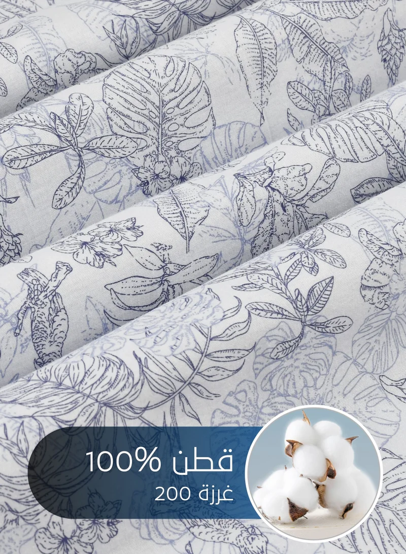 Master Home Textile Cotton Floral Comforter Sets, Fits 160 x 200 cm Queen Size Bed, 5 Pcs, 100% Cotton 200 Thread Count, With Removable Filling, Veronica Series