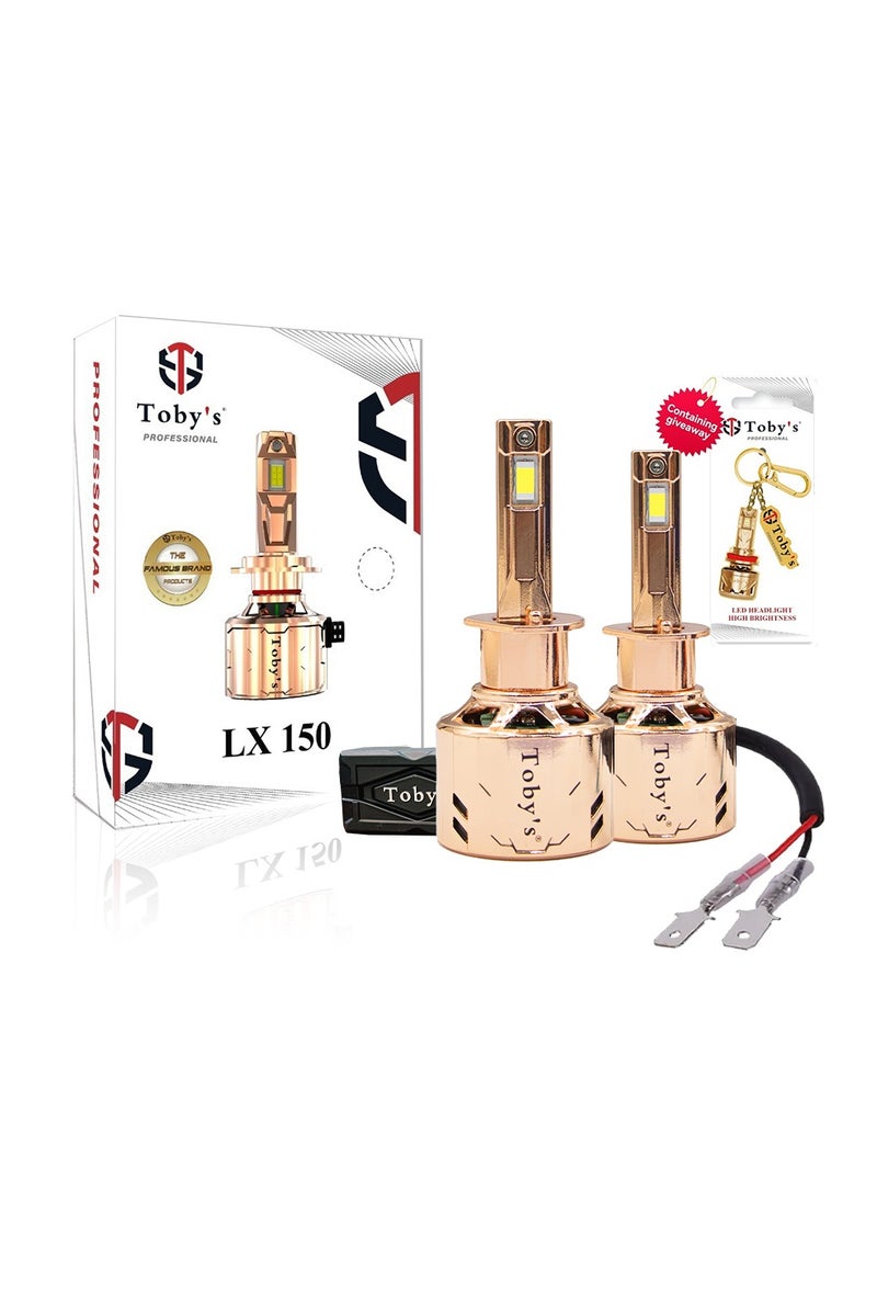 Toby's Toby’s LX-150 H1 – 300W 2 Pieces of LED Headlights with 30,000 Lumens, IP65 Protection, Rotary Cooling, and Bonus Keychain for Ultimate Night Driving Power - Image 1