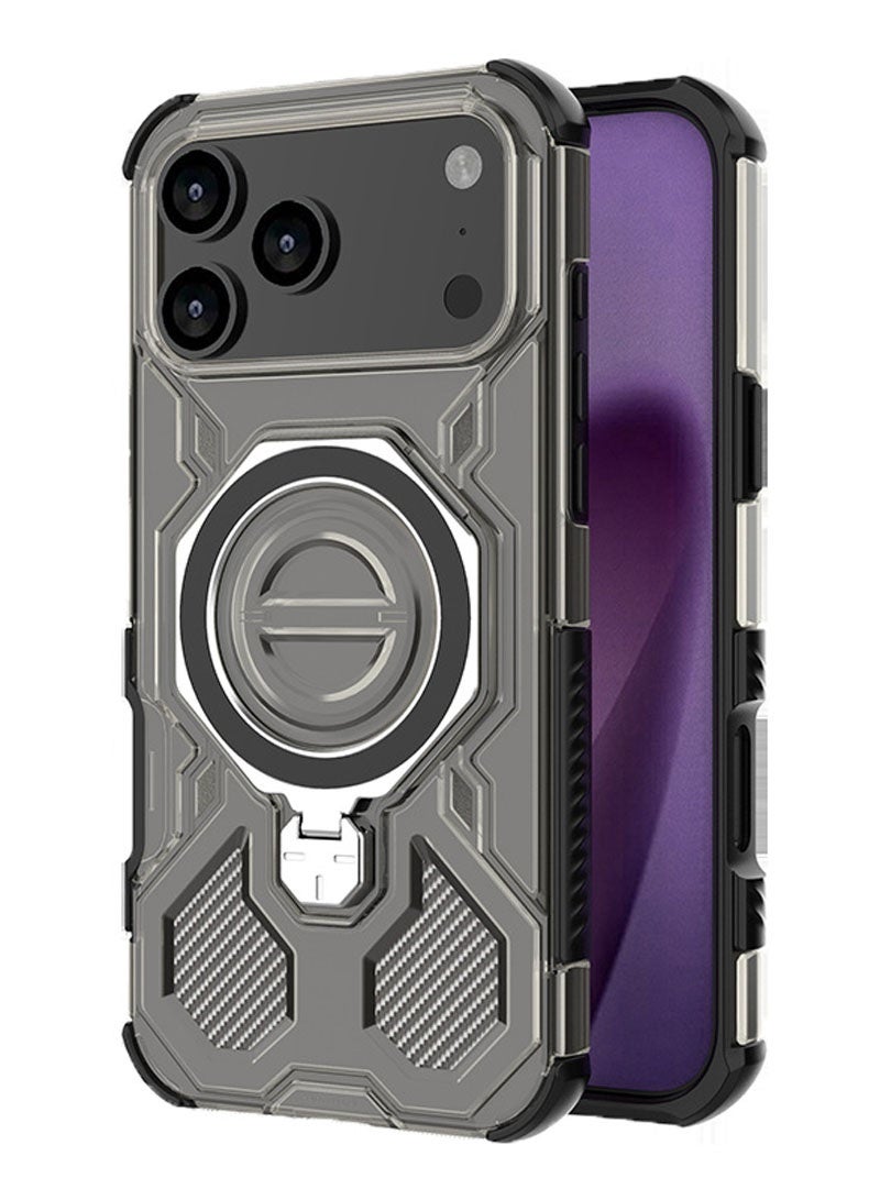 عام غطاء هاتف لآيفون 17 برو 5G مع حامل حلقي مغناطيسي رفيع واقٍ شفاف للهاتف الخلوي لآيفون 17 برو 2025 للنساء والرجال. - Image 4