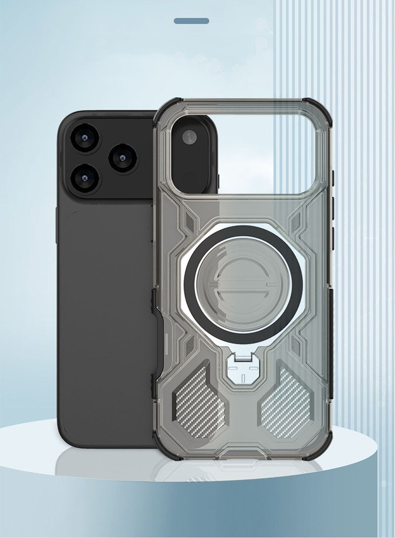 عام غطاء هاتف لآيفون 17 برو 5G مع حامل حلقي مغناطيسي رفيع واقٍ شفاف للهاتف الخلوي لآيفون 17 برو 2025 للنساء والرجال. - Image 3