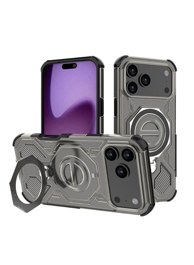 عام غطاء هاتف لآيفون 17 برو 5G مع حامل حلقي مغناطيسي رفيع واقٍ شفاف للهاتف الخلوي لآيفون 17 برو 2025 للنساء والرجال. - Image 1