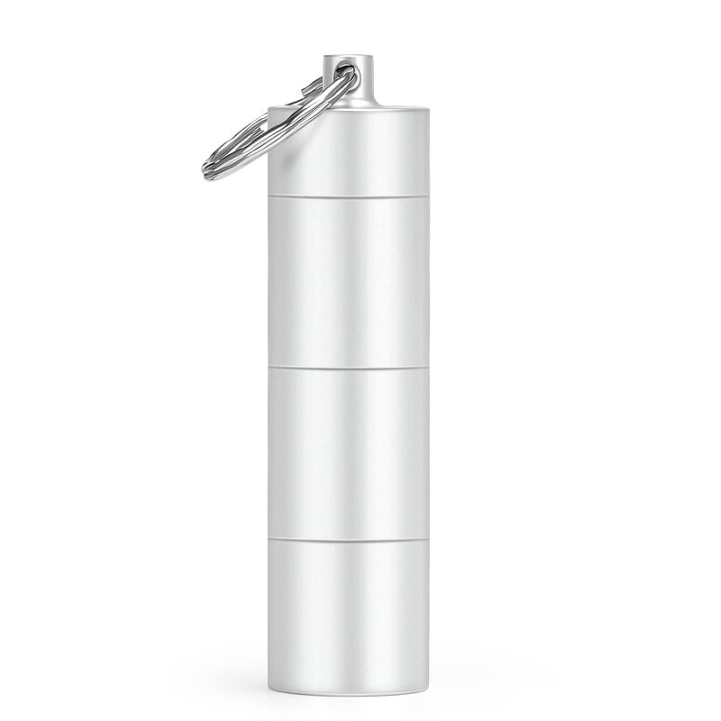 Opret Keychain Pill Holder 3 Compartments Metal Small Pill Case Waterproof Portable Travel Pill Box Pill Container for Purse Silver