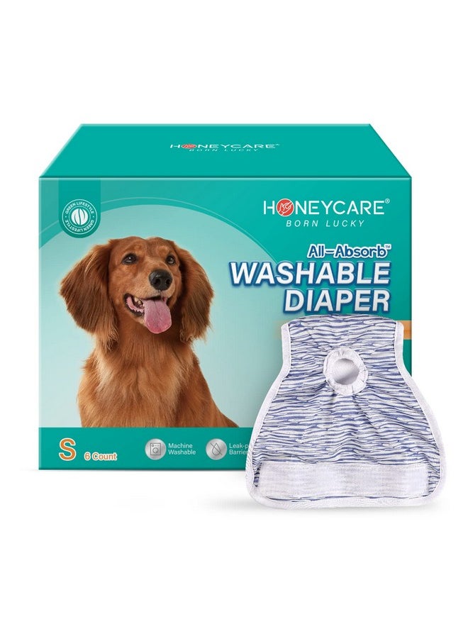 HONEY CARE HONEY CARE Washable Dog Diapers (6 Pack) of Premium Absorbent Doggie Diapers, Durable Female Dog Diapers Dress in Excitable Urination, Period, Heat, Incontinence  - Image 1