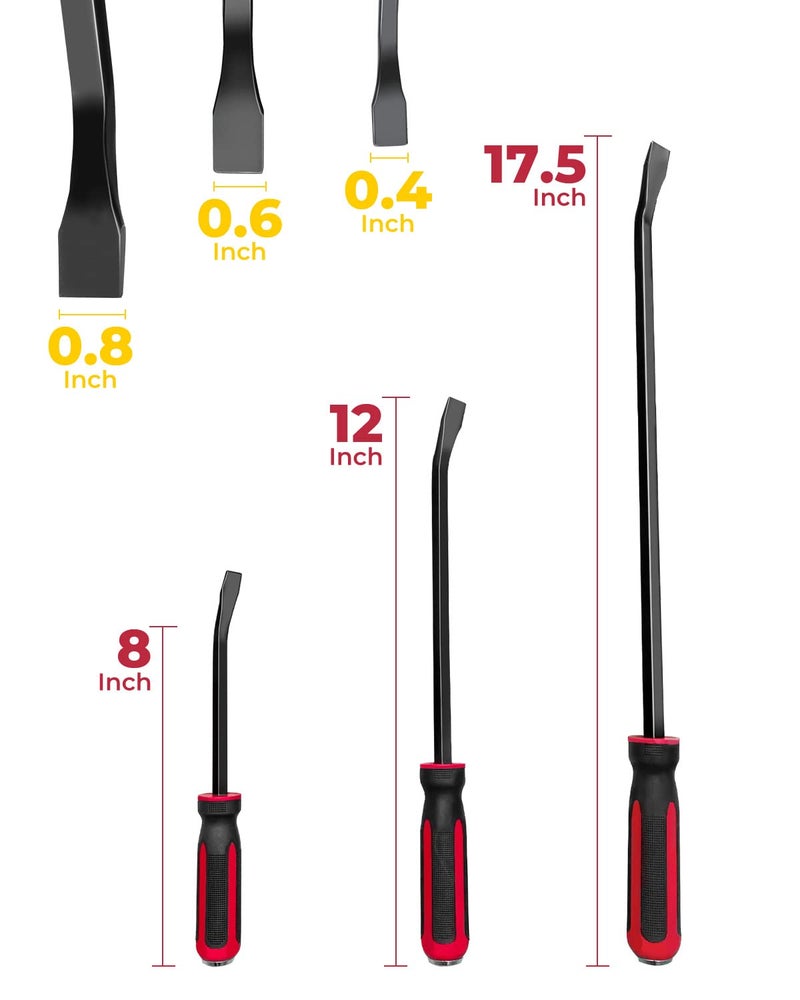 ROTATION Pry Bar Set, Strike Cap Handle, Angled Tip, Rust proof finish, Machanic Tools for prying, scraping, lifting, pulling | 3pcs Hand Tools Set - Image 4