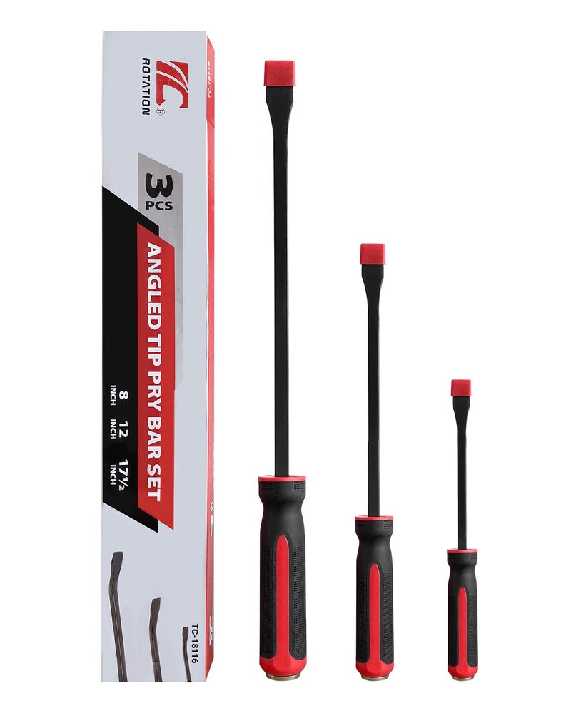 ROTATION Pry Bar Set, Strike Cap Handle, Angled Tip, Rust proof finish, Machanic Tools for prying, scraping, lifting, pulling | 3pcs Hand Tools Set - Image 5