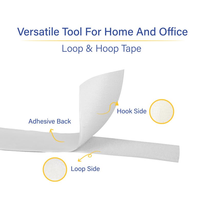 Hook Loop WELPRO Nylon Self Adhesive Strong Glue Fastener Interlocking Tape for Sewing Crafts, DIY, Clothes, Shoes | Sticky Back Hook & Loop Tape for Stationary, Tools (White, 50MM, 2MTR) - Image 3