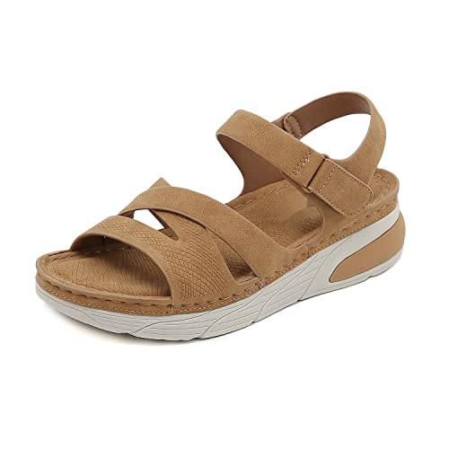 Touchmosees Ankle Strap Sports Sandals - Women's Hiking Sandals Comfortable Walking Sandals for Women Summer Beach Athletic Sandals 8275-2Yellow 37 - Image 1