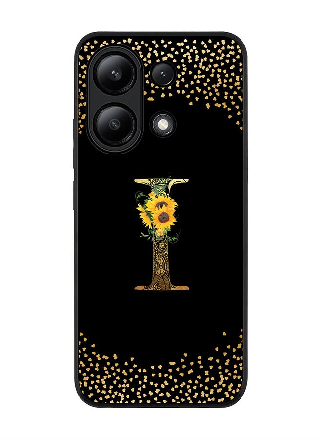 Stylizedd Rugged Black edge case for Xiaomi Redmi Note 13 4G, Cover Custom Monogram Initial Letter Mandala Floral Pattern Alphabet - I ( Black ) - Image 1