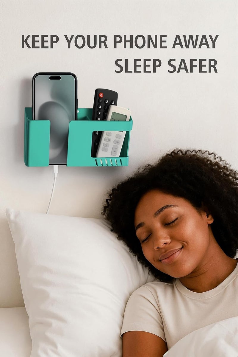 WALLVIEW TECH Wall Mobile Holder Multi-Purpose Mobile Stand for Wall Remote Holder & Mobile Charging Stand,Wall Smartphones Kitchen Organizer Rack Wall Mounted Useful Gadget-(Green) - Image 2