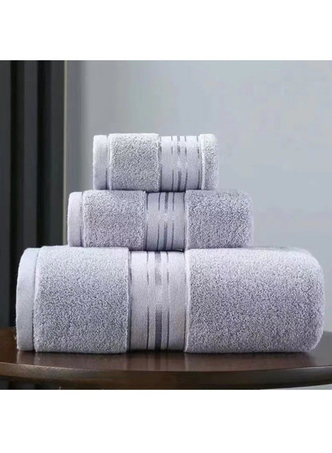 Jumbo Bath Sheet Set Luxury Hotel Quality 600 GSM Genuine Combed Cotton, Super Soft  Absorbent Family Towels 3 Pieces Set - 1 Bath Towel, 1 Hand Towel, 1 Washcloths - (Grey, Combed Cotton Towel Set) - Image 2