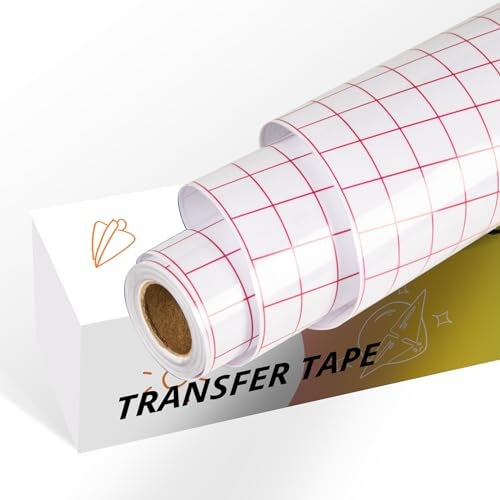 YRYM HT Transfer Tape for Vinyl -12" x 12 FT w/Red Alignment Grid Transfer Paper, Medium Tack Vinyl Transfer Tape for Adhesive Vinyl for Signs Stickers Decals Walls Doors & Windows - Image 1