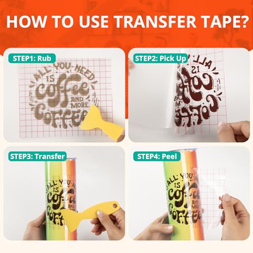 YRYM HT Transfer Tape for Vinyl -12" x 12 FT w/Red Alignment Grid Transfer Paper, Medium Tack Vinyl Transfer Tape for Adhesive Vinyl for Signs Stickers Decals Walls Doors & Windows - Image 5