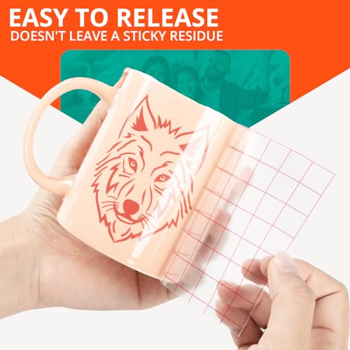 YRYM HT Transfer Tape for Vinyl -12" x 12 FT w/Red Alignment Grid Transfer Paper, Medium Tack Vinyl Transfer Tape for Adhesive Vinyl for Signs Stickers Decals Walls Doors & Windows - Image 3