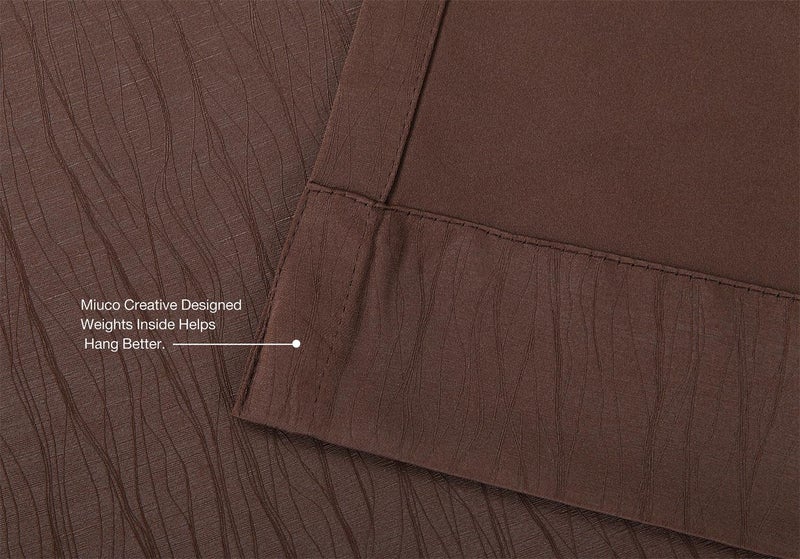 MIUCO Blackout Curtains Jacquard Textured Grommet Curtains for Living Room 2 Panels 52x84 Inch Long Chocolate - Image 4