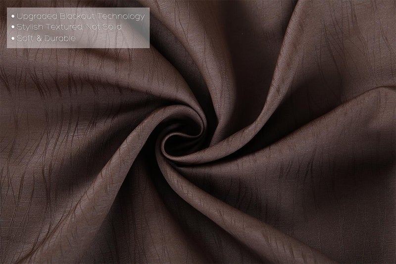 MIUCO Blackout Curtains Jacquard Textured Grommet Curtains for Living Room 2 Panels 52x84 Inch Long Chocolate - Image 3