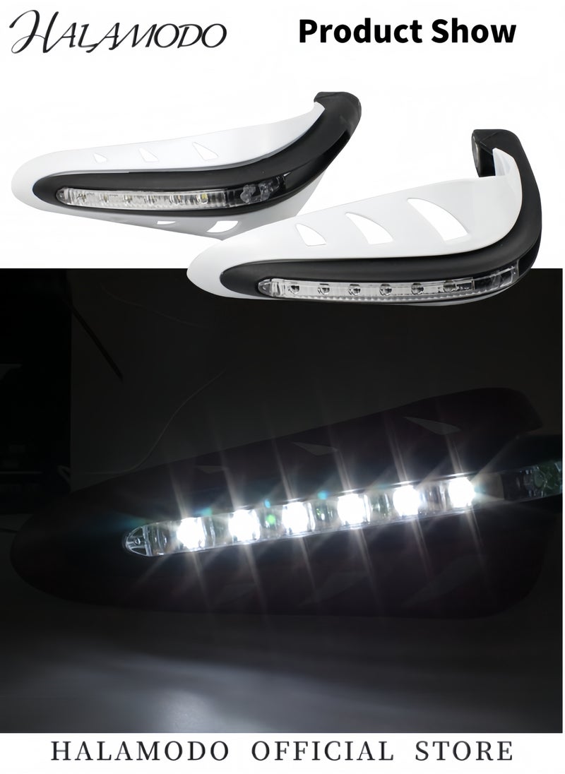 HALAMODO 2PCS Universal Motorcycle Handguards Handlebar Protector Built-in LED Lights Aluminium Alloy Hand Guards for Motocross & Dirt Bike  - Image 2