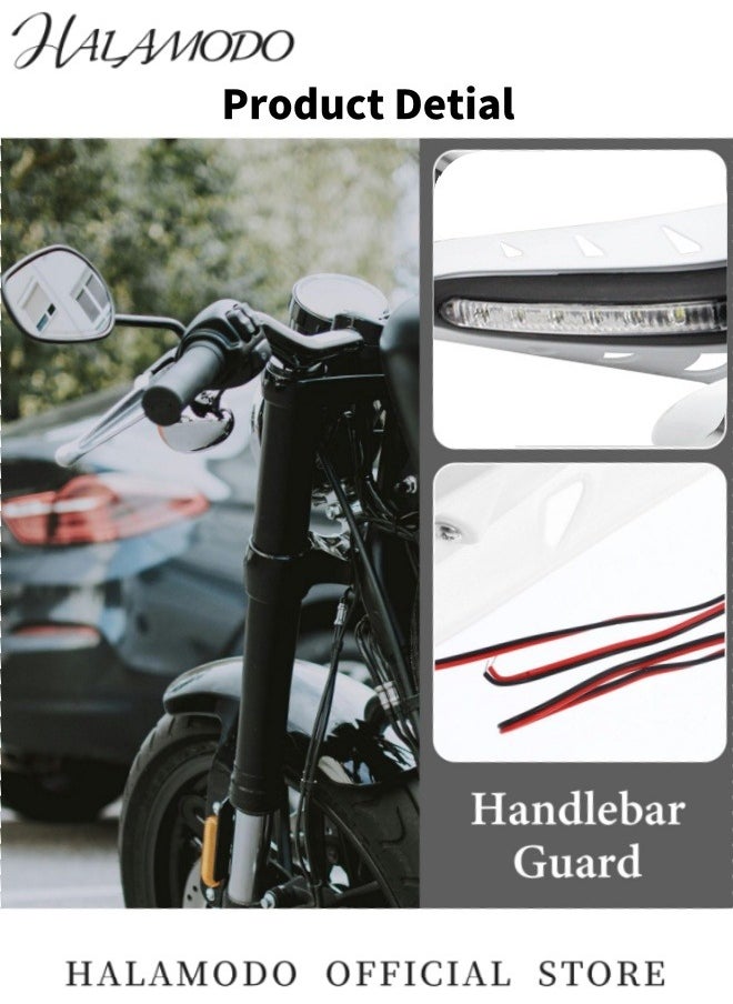 HALAMODO 2PCS Universal Motorcycle Handguards Handlebar Protector Built-in LED Lights Aluminium Alloy Hand Guards for Motocross & Dirt Bike  - Image 3