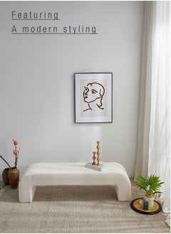 Merry Moments Boucle Bench Seat Vanity Bench Entryway Bench End of Bed Bench Door Seat Decorative Footstool for Entryway Living Bedroom Study Retail White Colour H43xL120xW40 cm  - Image 3