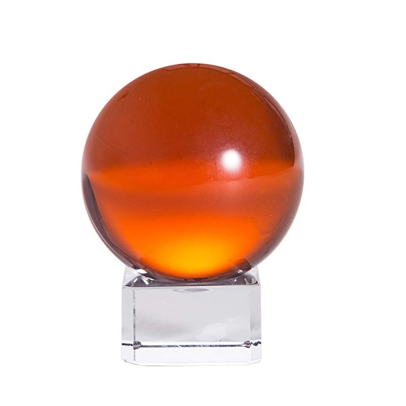 LONGWIN 50mm2 inch K9 Solid Crystal Ball with Free Stand Suncatcher Amber