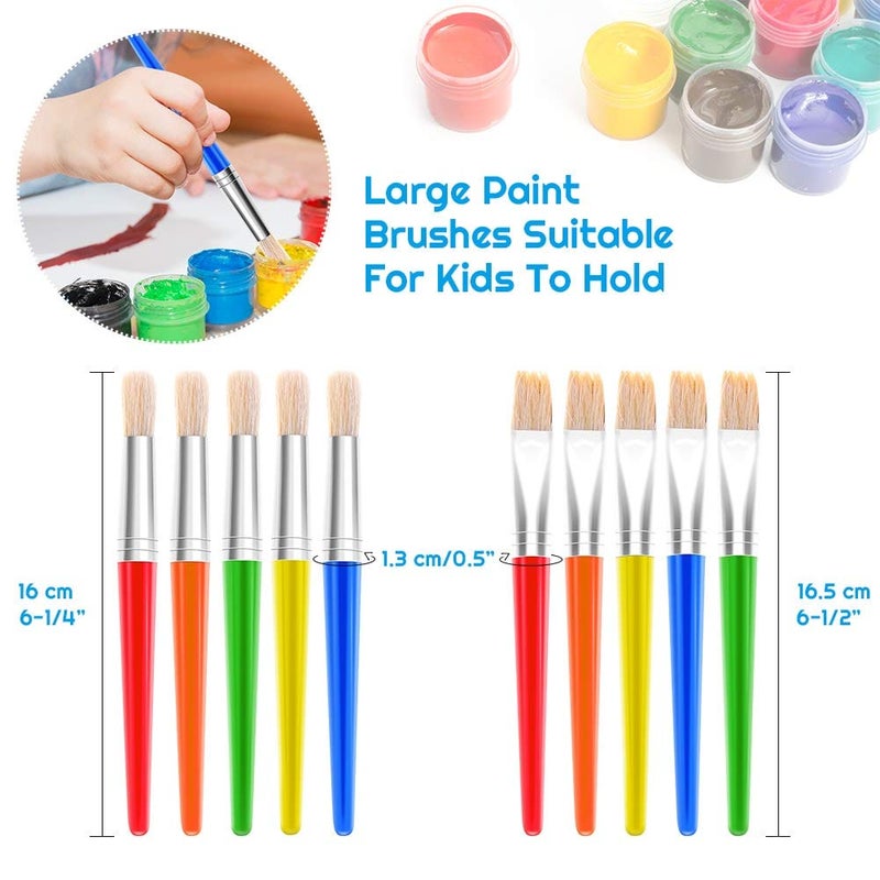 anezus Paint Brushes, Anezus 30 Kids Paint Brushes Bulk Children Paint Brushes Set with Jumbo Round Watercolor Paint Brush and Large Flat Craft Paint Brushes - Image 4