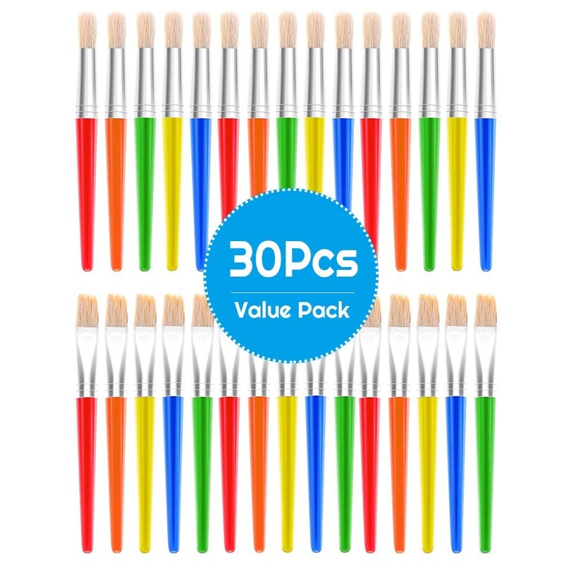 anezus Paint Brushes, Anezus 30 Kids Paint Brushes Bulk Children Paint Brushes Set with Jumbo Round Watercolor Paint Brush and Large Flat Craft Paint Brushes - Image 3