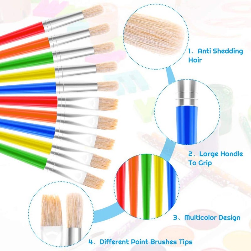 anezus Paint Brushes, Anezus 30 Kids Paint Brushes Bulk Children Paint Brushes Set with Jumbo Round Watercolor Paint Brush and Large Flat Craft Paint Brushes - Image 5