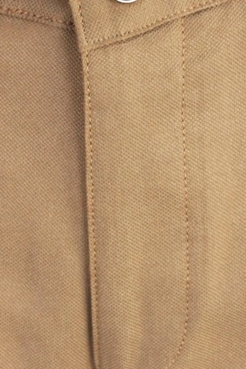 فاريتا Men's Tan Dobby Classic Cut Linen Trousers with Pockets