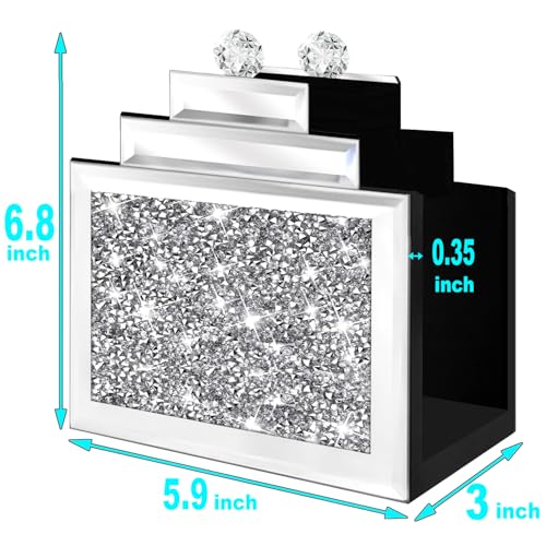 Wocred Mirror Napkin Holder,Crystal Crushed Diamond Vertical Holder,Cute Tissue Holder Holds Napkins Upright for Bathroom，Dining Table，Kitchen Table.(6.8”X5.9”X3”) - Image 2