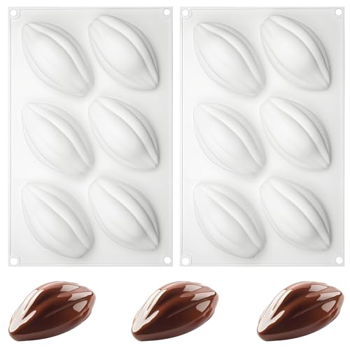 Cocoa Beans Silicone Molds for Mousse Set of 2 Nonstick Baking Chocolate Molds for Cake Ice Soap