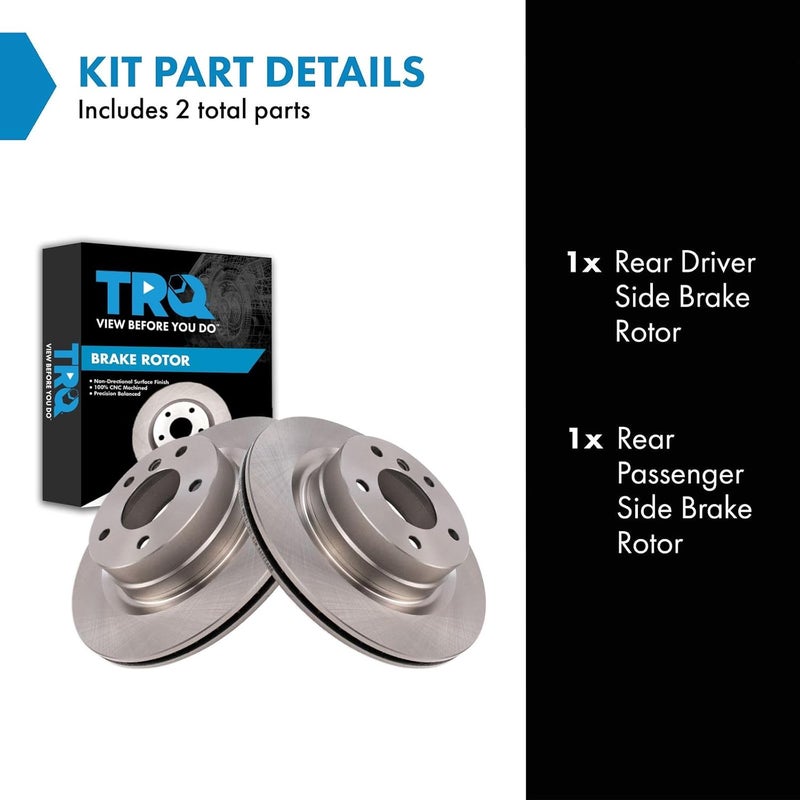 TRQ Rear Brake Rotor Set Vented Compatible with 2006 BMW 325i 2007-2015 328i - Image 2