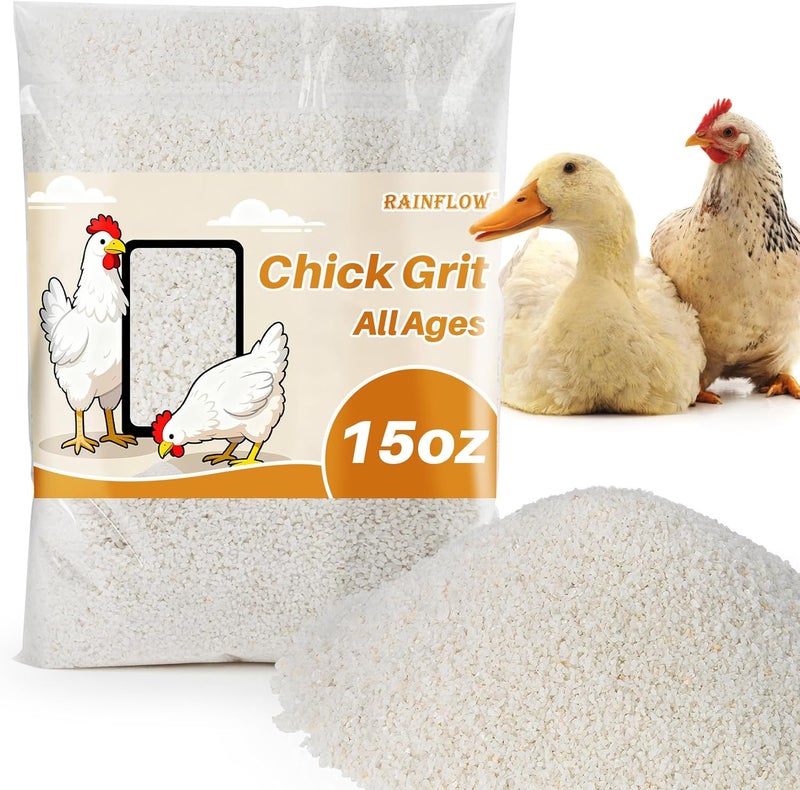 RAINFLOW 15oz Chick Grit with Calcium - 20-40 Mesh Limestone Grit for Chickens and Ducks, Natural Poultry Digestive Support for Young Chickens & Egg Layer Hen for Strong Eggshells - Image 1