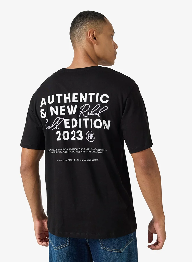 جاي جاي ريبل تيشيرت كاجوال بياقة دائرية