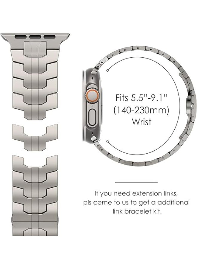 Stainless Steel Band for Apple Watch Band Apple Watch Ultra 3/2/1 Band 49mm, Series 11/10 46mm, 9/8/7 45mm, SE3/SE2/SE 6/5/4 44mm, 3/2/1 42mm, Metal Strap with Folding Clasp for Men, Titanium - Image 3