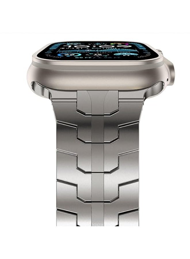Stainless Steel Band for Apple Watch Band Apple Watch Ultra 3/2/1 Band 49mm, Series 11/10 46mm, 9/8/7 45mm, SE3/SE2/SE 6/5/4 44mm, 3/2/1 42mm, Metal Strap with Folding Clasp for Men, Titanium - Image 4