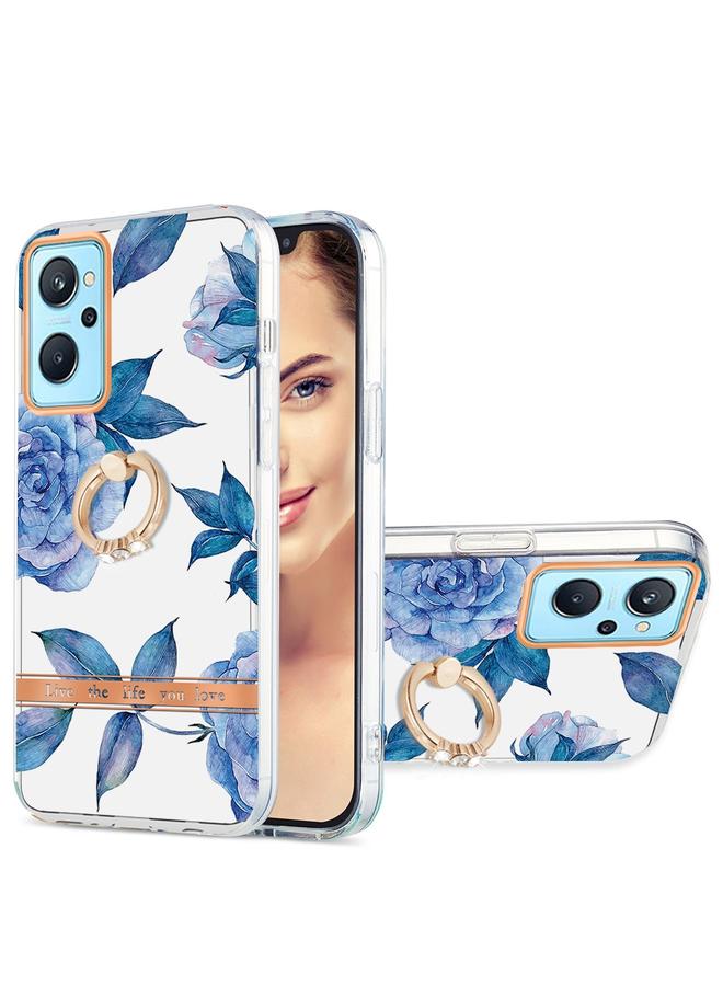 اس-توب جراب لهاتف OPPO A36 / A96 4G / Realme 9i Ring IMD Flowers TPU جراب هاتف - Image 1